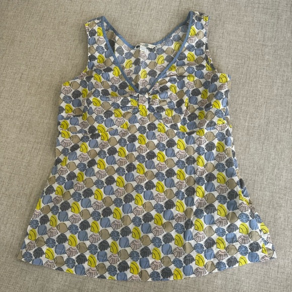 Boden Seashell graphic 100% cotton lightweight Print Tank Top Blouse 8 M Medium - Picture 1 of 12